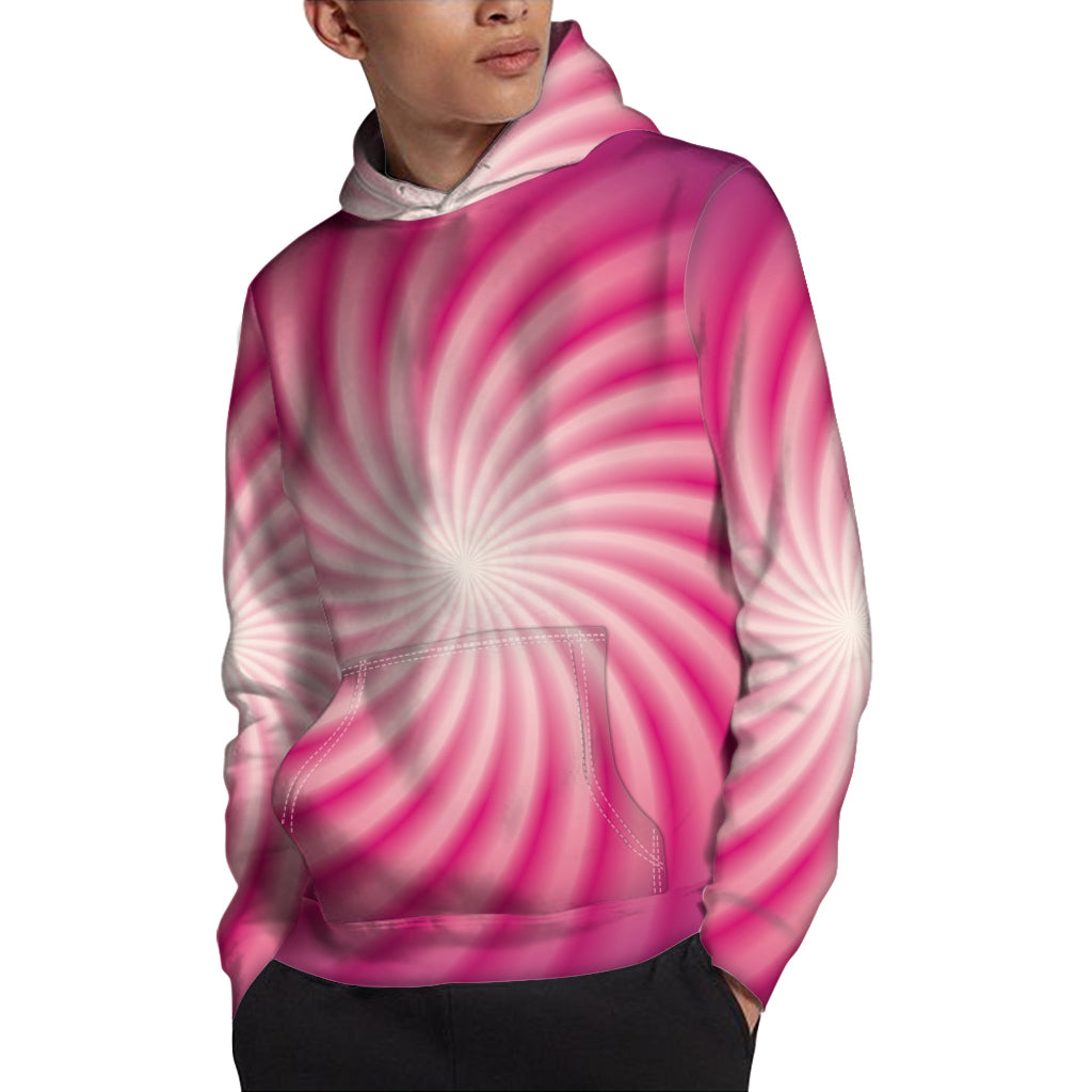 Pink Whirlpool Spiral Print Pullover Hoodie