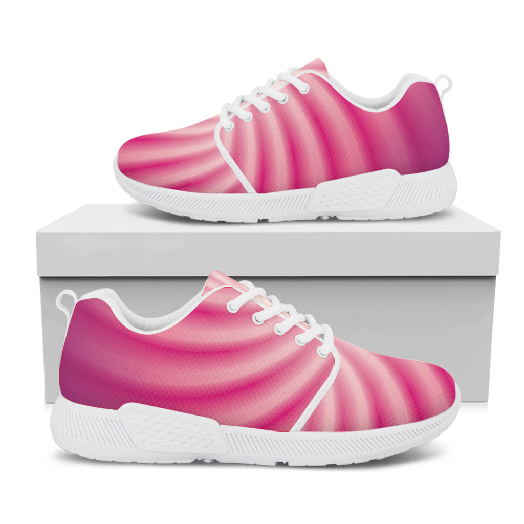 Pink Whirlpool Spiral Print White Athletic Shoes