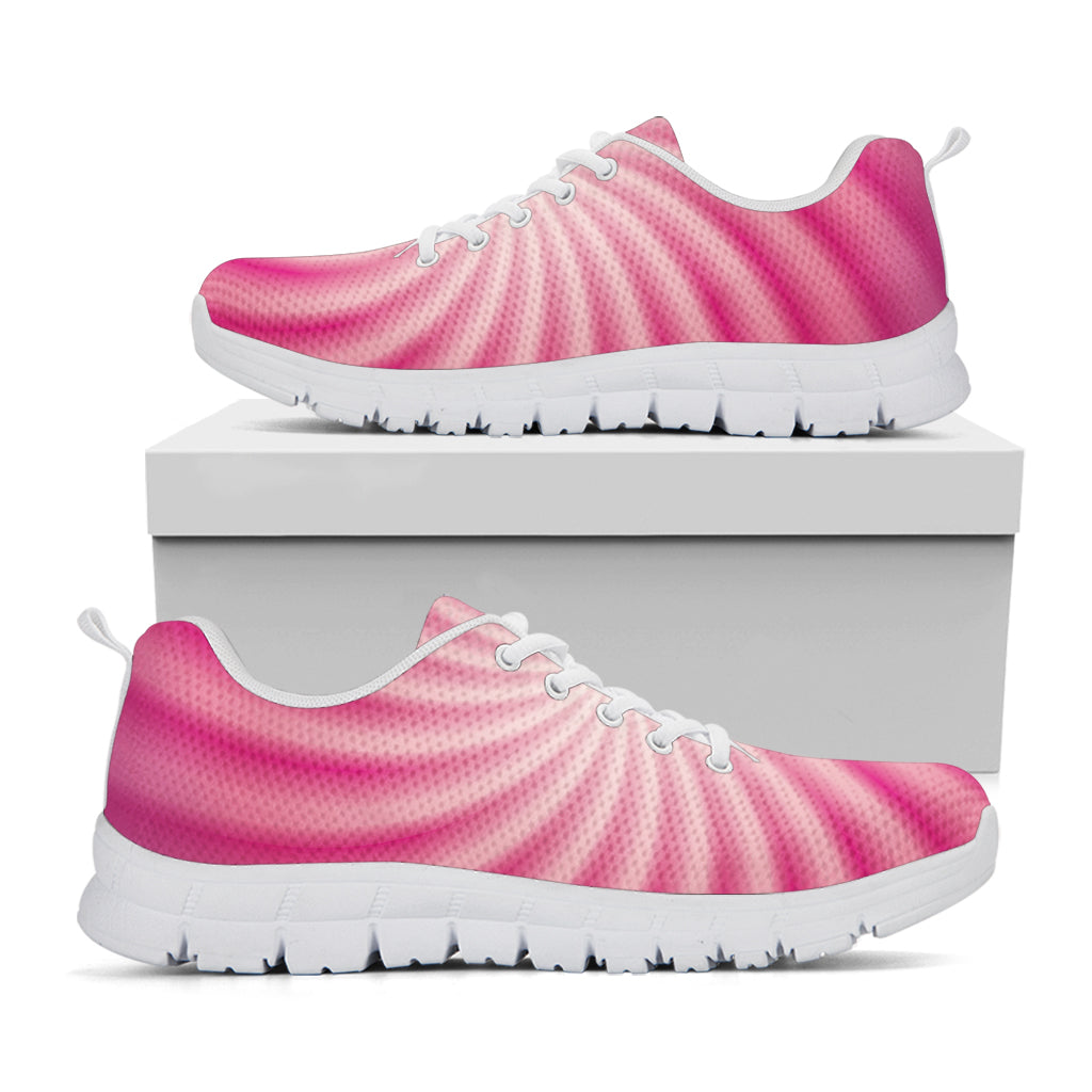 Pink Whirlpool Spiral Print White Sneakers