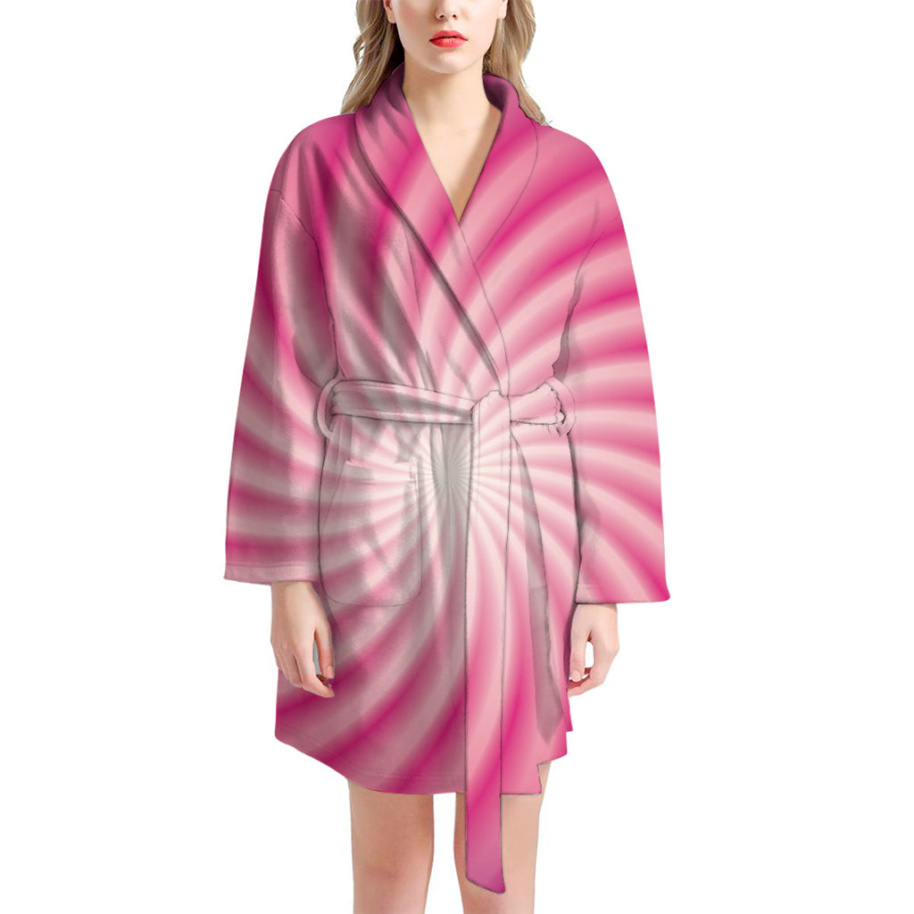 Pink Whirlpool Spiral Print Women's Bathrobe