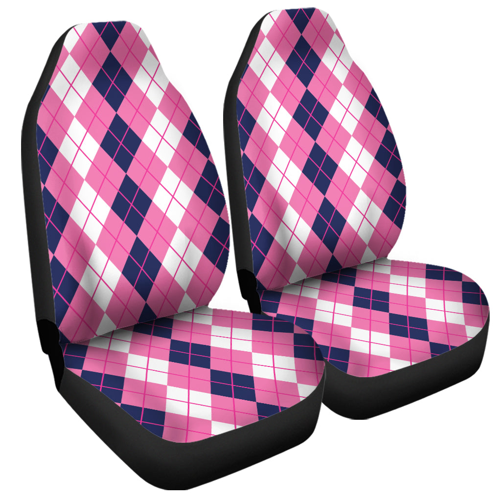 Pink White And Blue Argyle Pattern Print Universal Fit Car Seat Covers