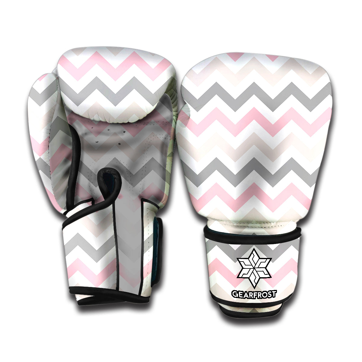 Pink White And Grey Chevron Print Boxing Gloves