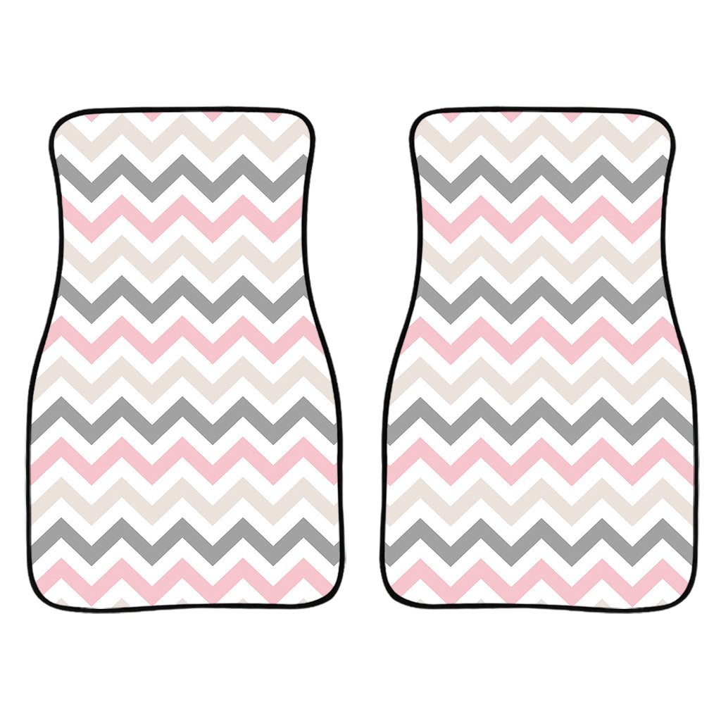 Pink White And Grey Chevron Print Front Car Floor Mats