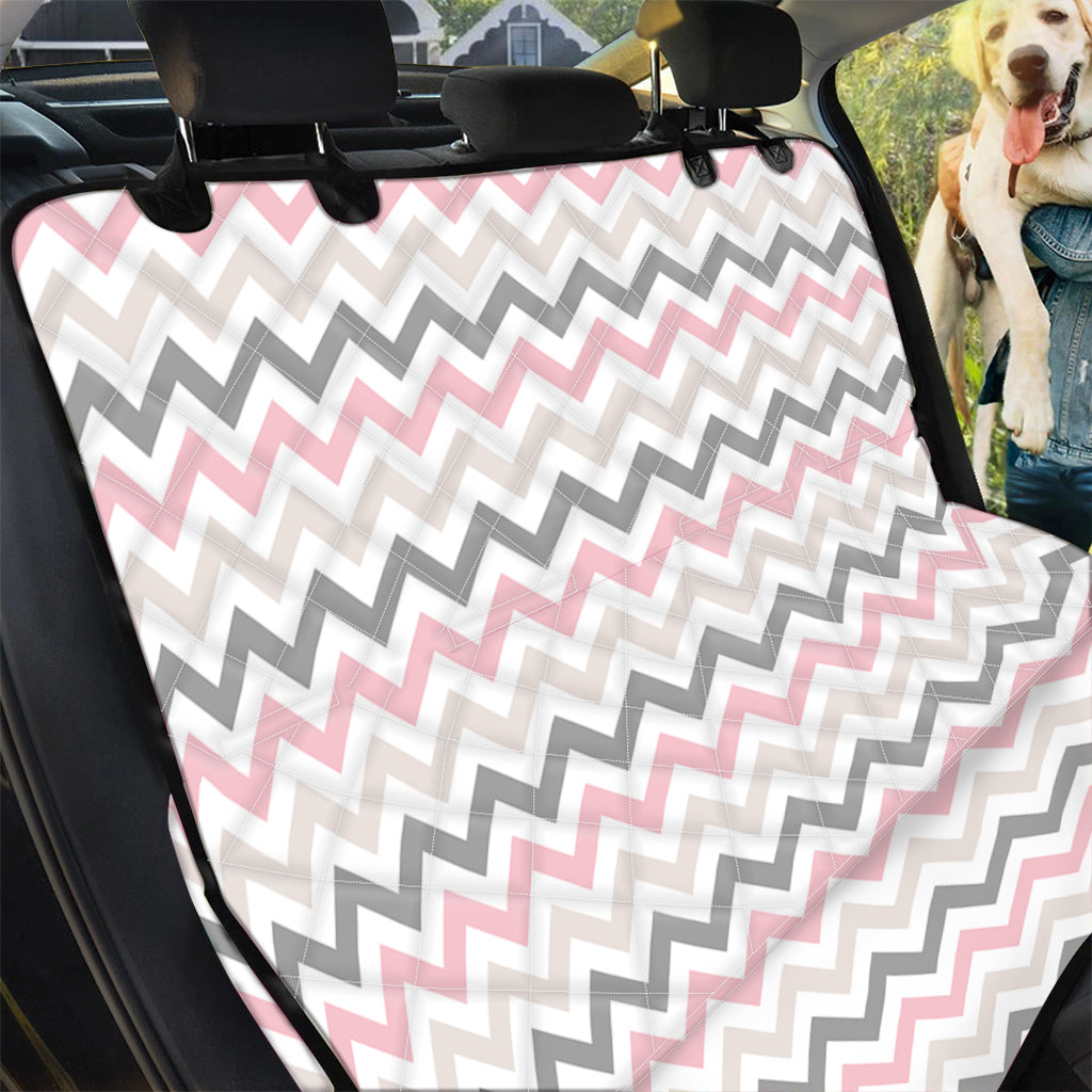 Pink White And Grey Chevron Print Pet Car Back Seat Cover