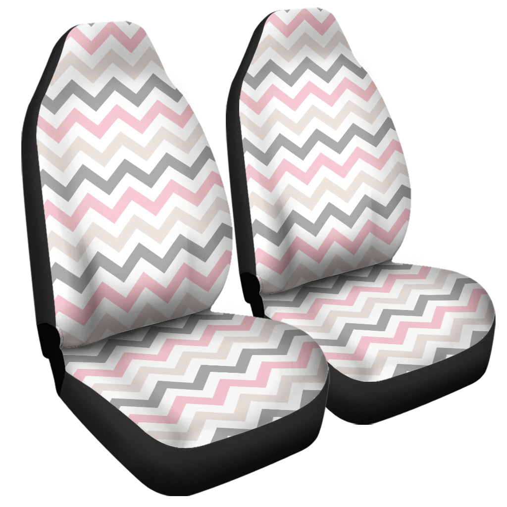 Pink White And Grey Chevron Print Universal Fit Car Seat Covers