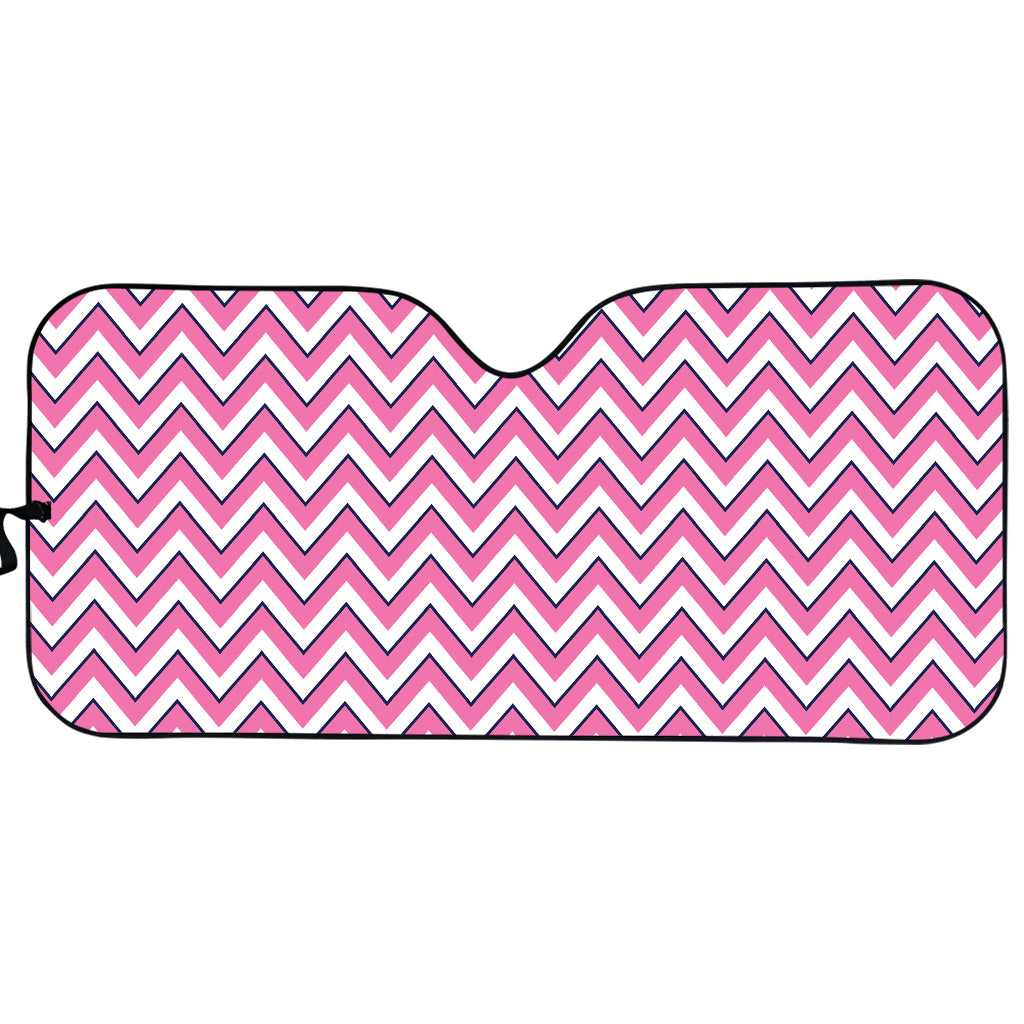 Pink White And Navy Chevron Print Car Sun Shade