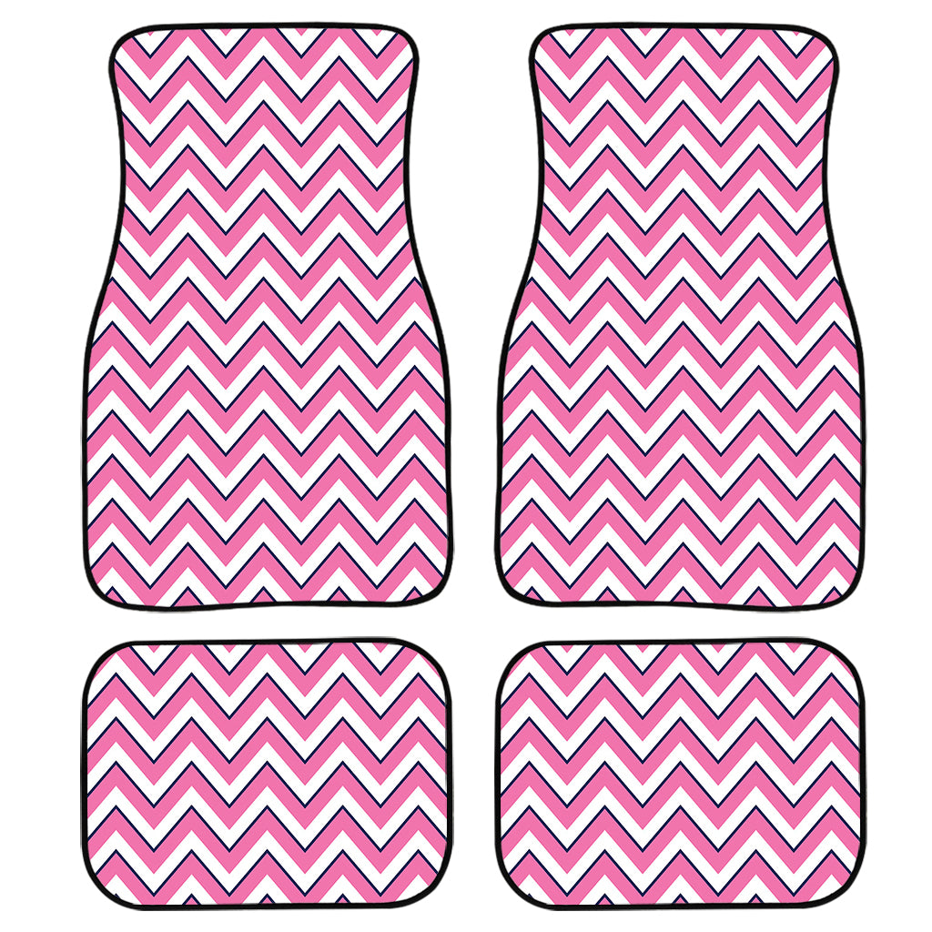 Pink White And Navy Chevron Print Front and Back Car Floor Mats