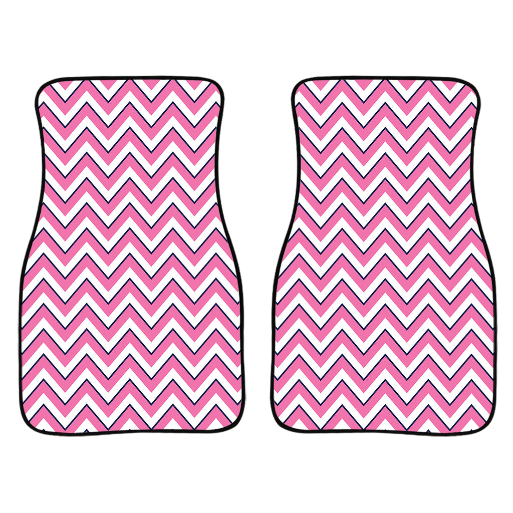 Pink White And Navy Chevron Print Front Car Floor Mats