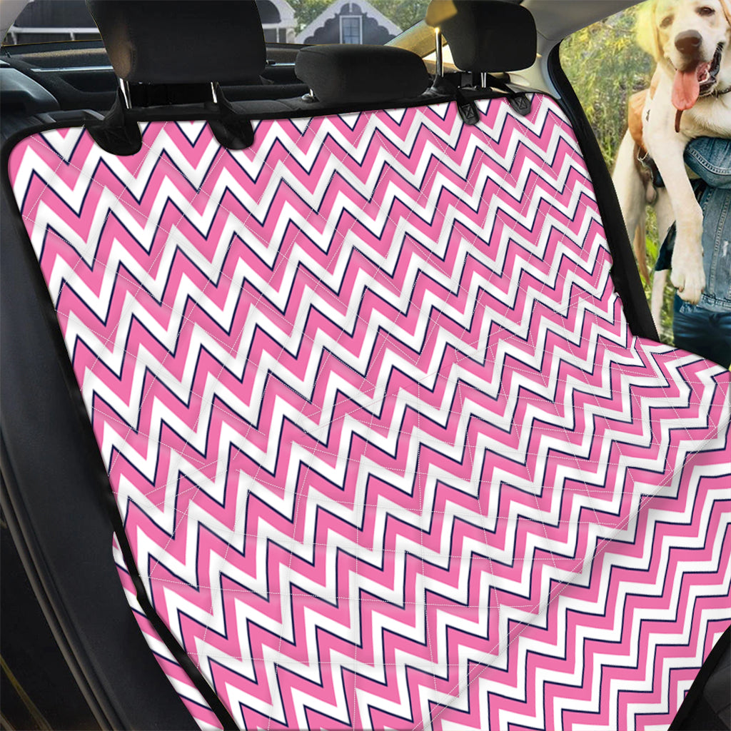 Pink White And Navy Chevron Print Pet Car Back Seat Cover