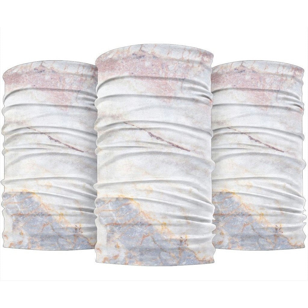 Pink White Grey Marble Print 3-Pack Bandanas