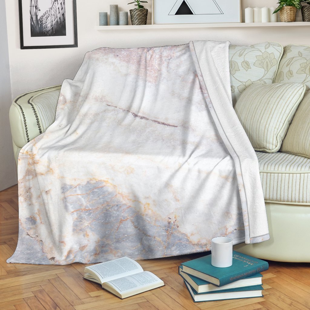 Pink White Grey Marble Print Blanket