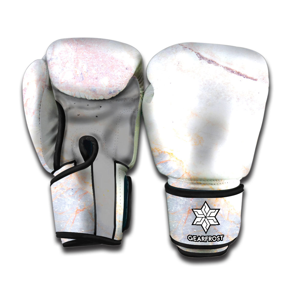 Pink White Grey Marble Print Boxing Gloves