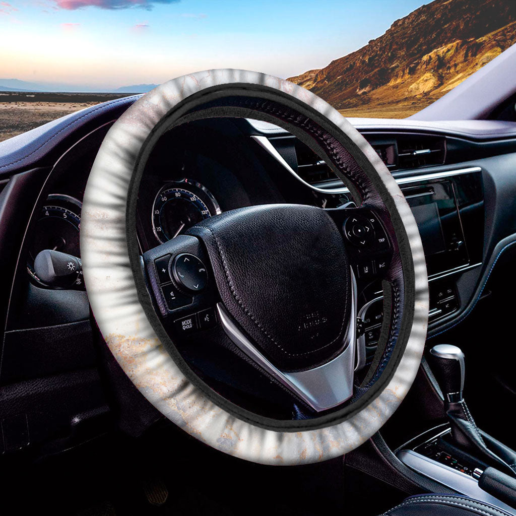 Pink White Grey Marble Print Car Steering Wheel Cover