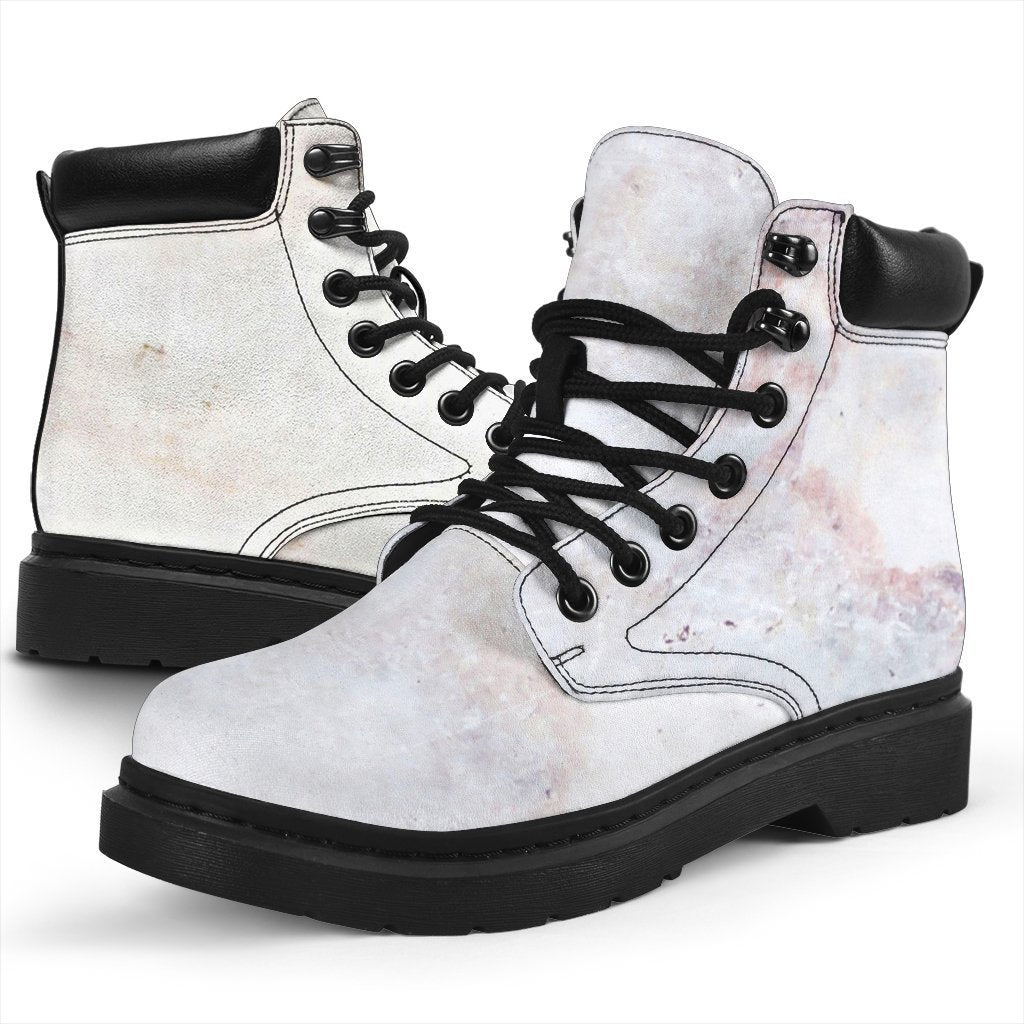 Pink White Grey Marble Print Classic Boots