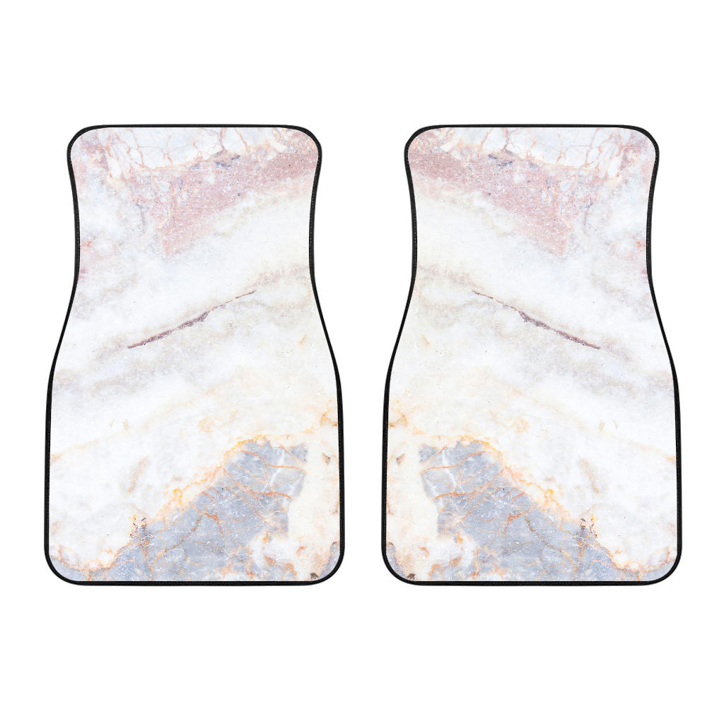 Pink White Grey Marble Print Front Car Floor Mats