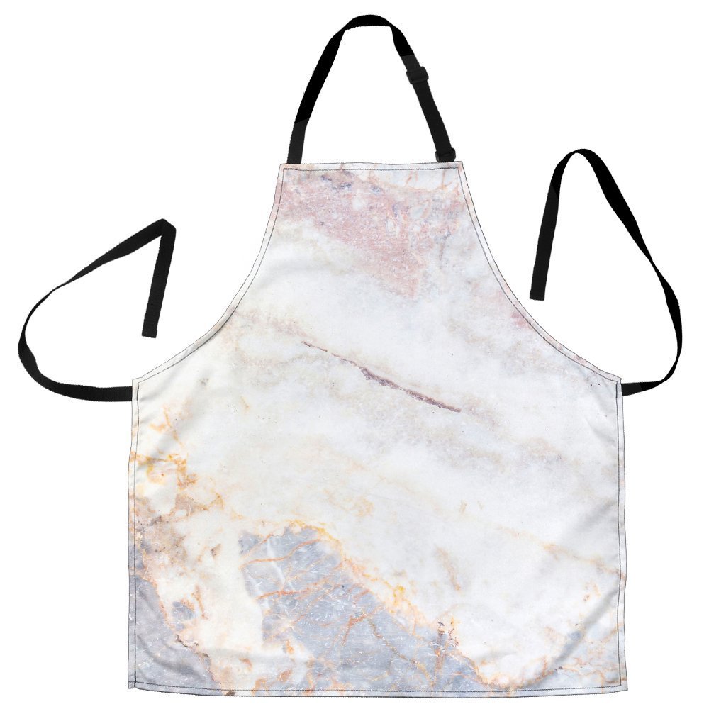 Pink White Grey Marble Print Men's Apron