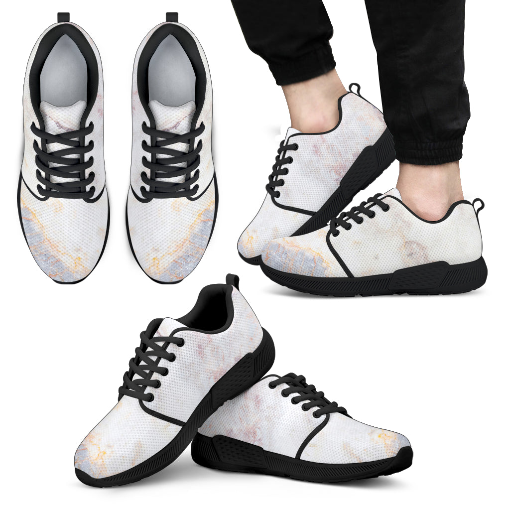 Pink White Grey Marble Print Men's Athletic Shoes