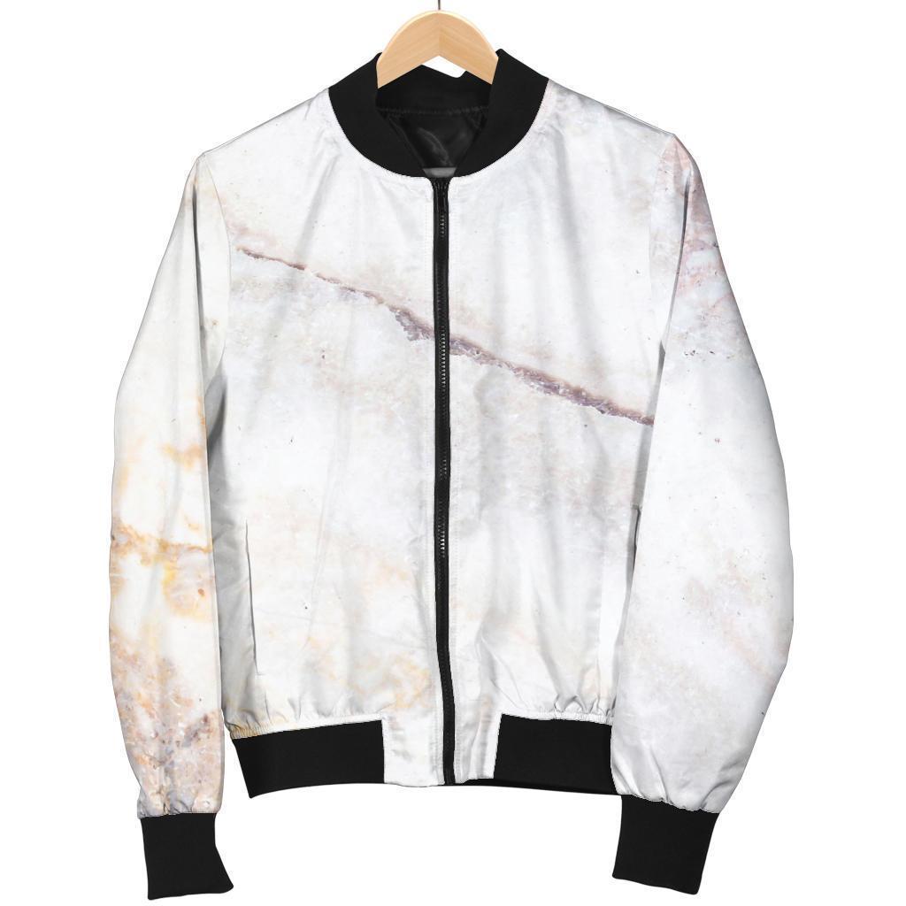 Pink White Grey Marble Print Men's Bomber Jacket