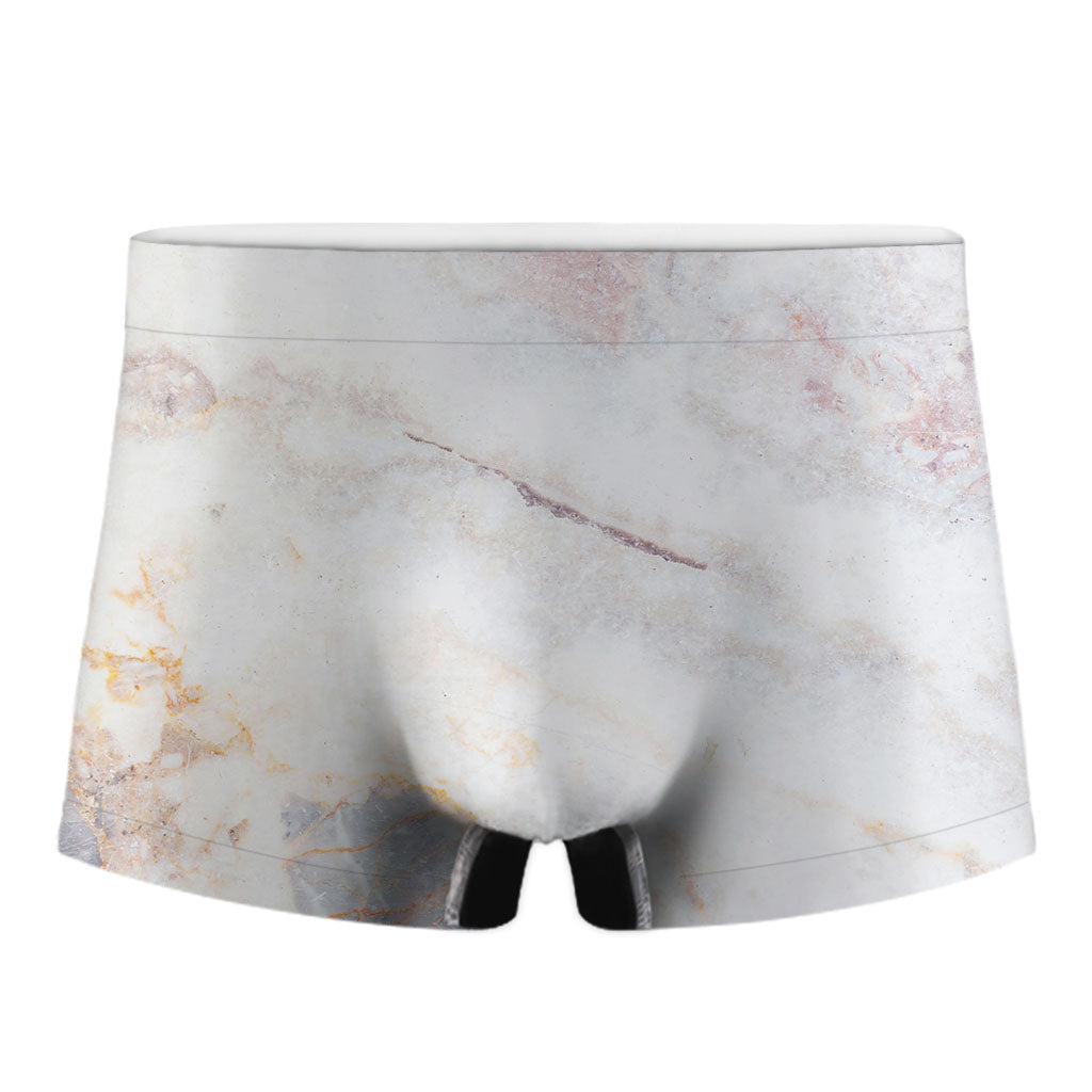 Pink White Grey Marble Print Men's Boxer Briefs