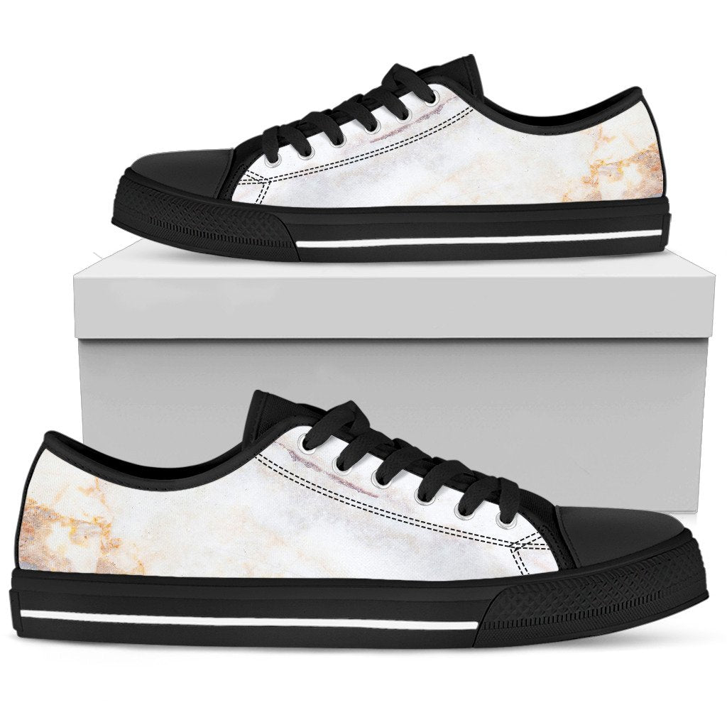 Pink White Grey Marble Print Men's Low Top Shoes