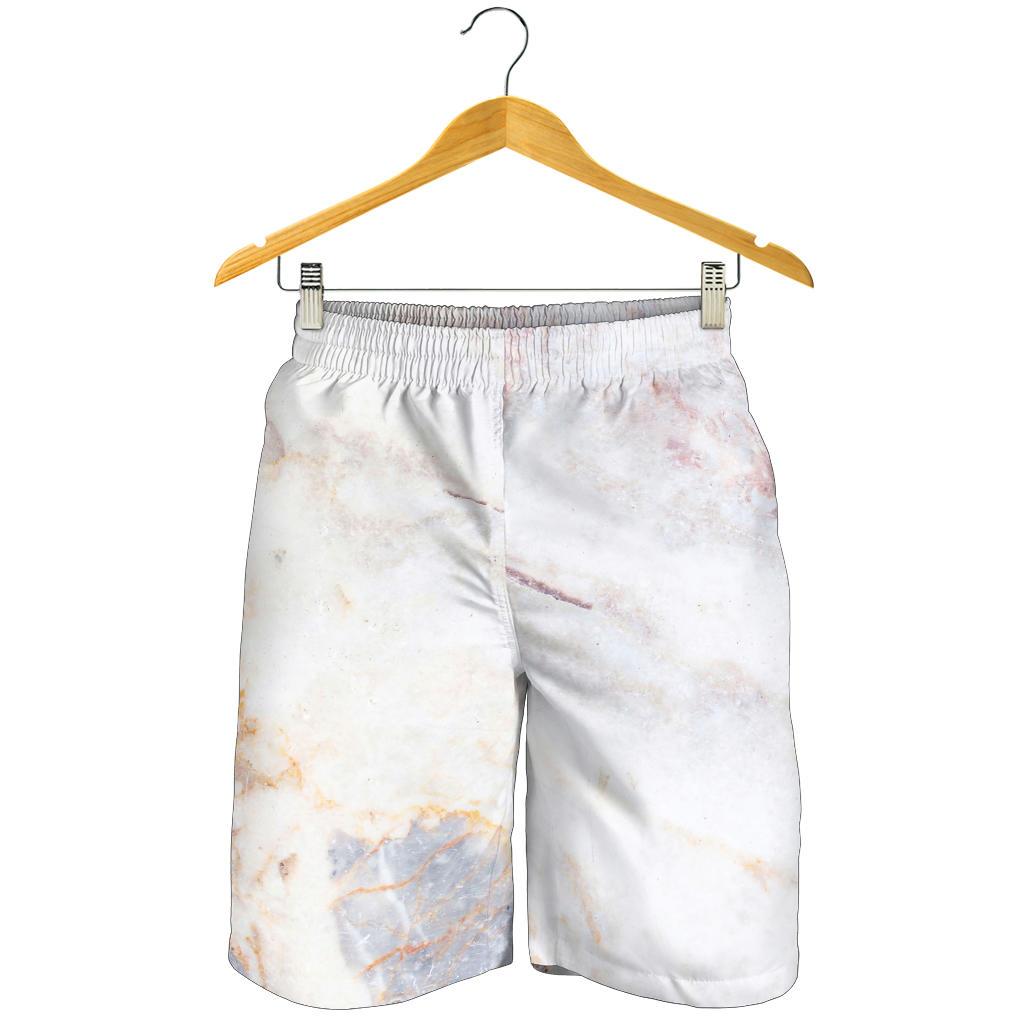 Pink White Grey Marble Print Men's Shorts