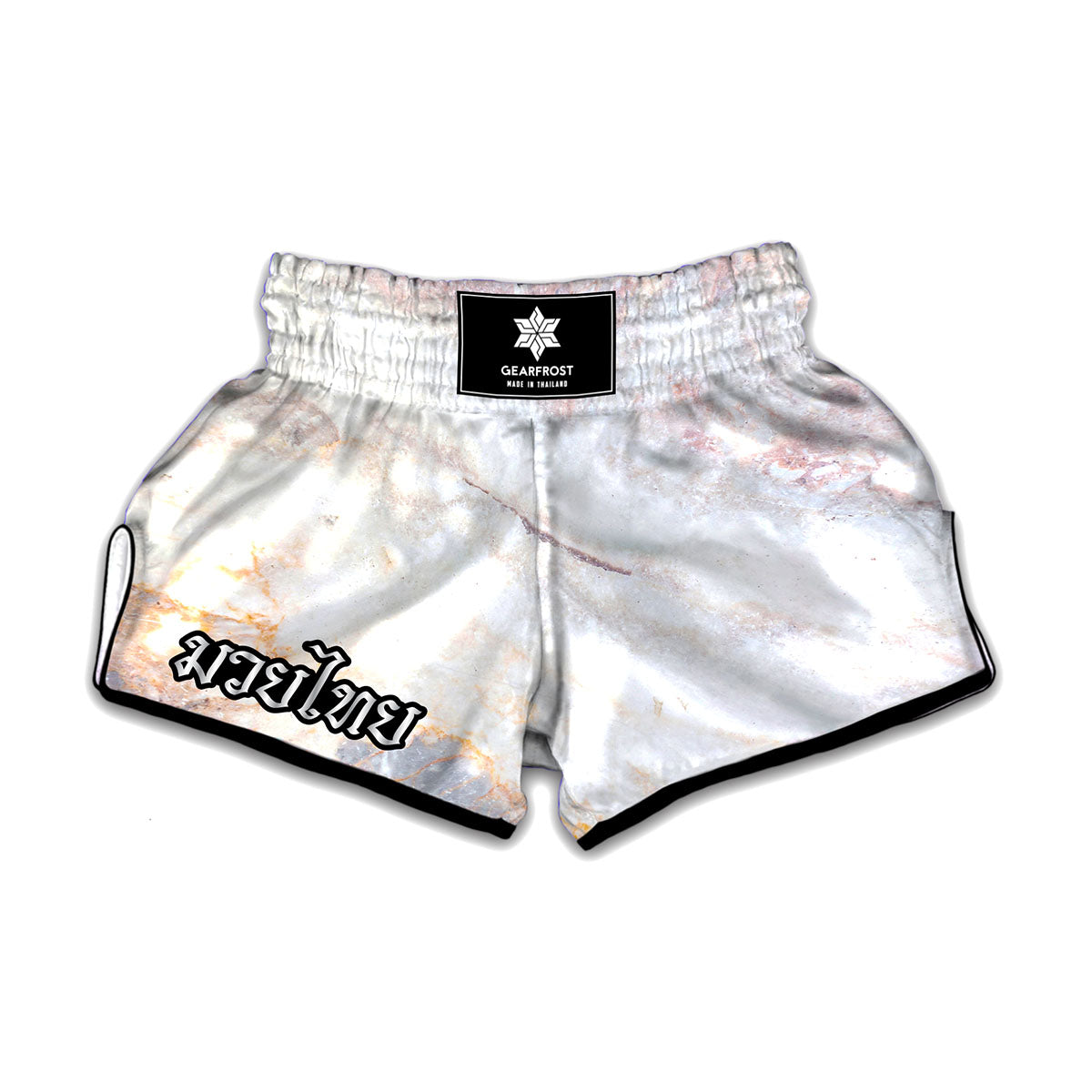 Pink White Grey Marble Print Muay Thai Boxing Shorts