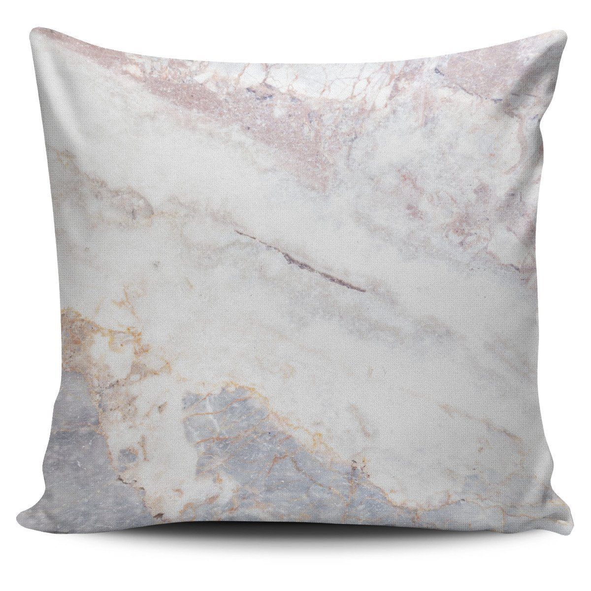 Pink White Grey Marble Print Pillow Cover