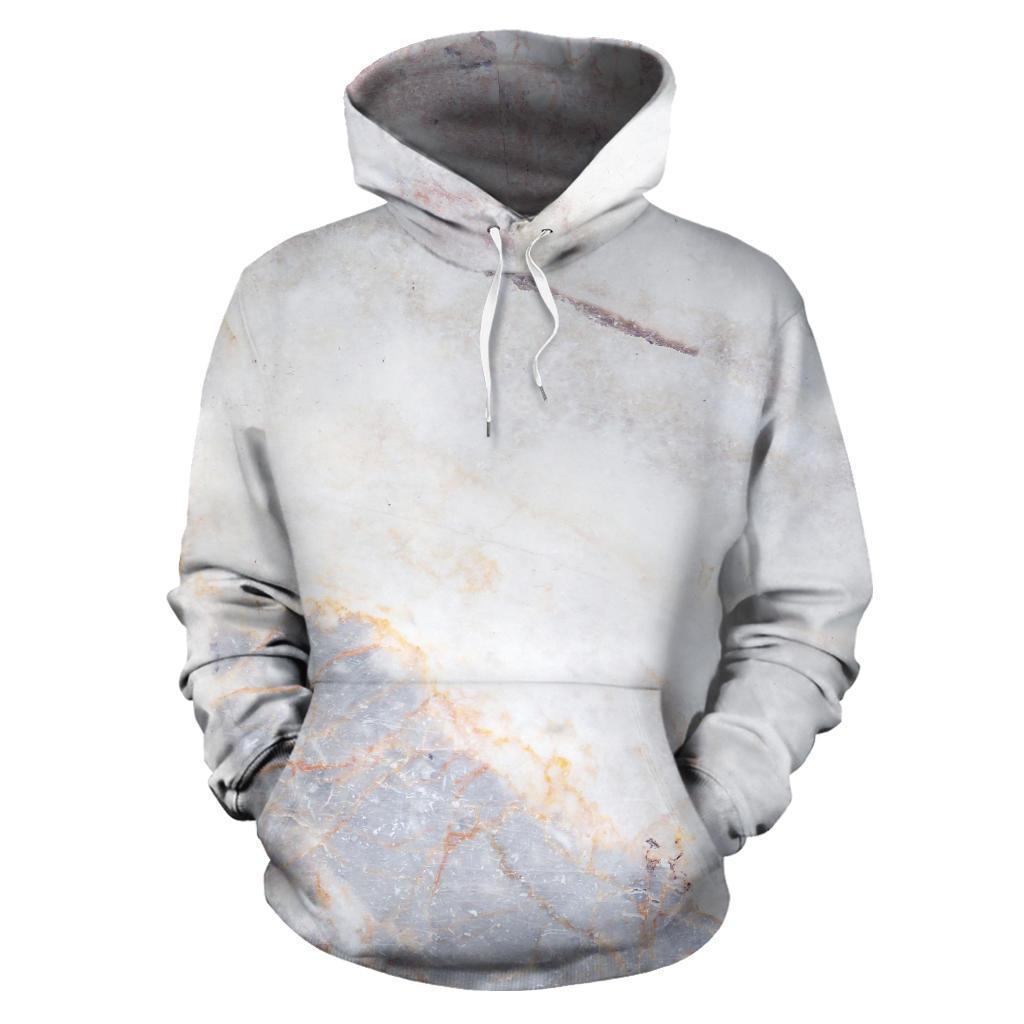 Pink White Grey Marble Print Pullover Hoodie