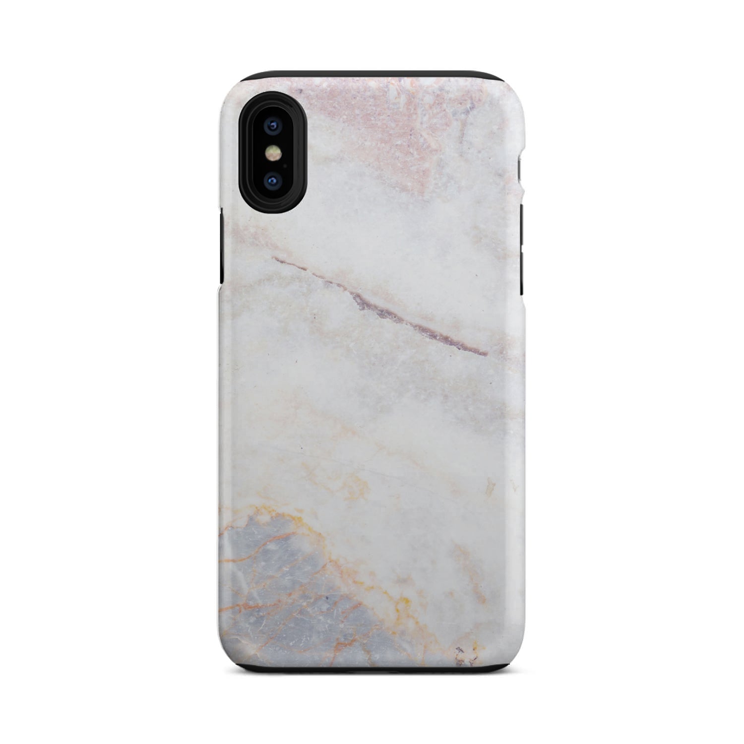 Pink White Grey Marble Print Tough Phone Case