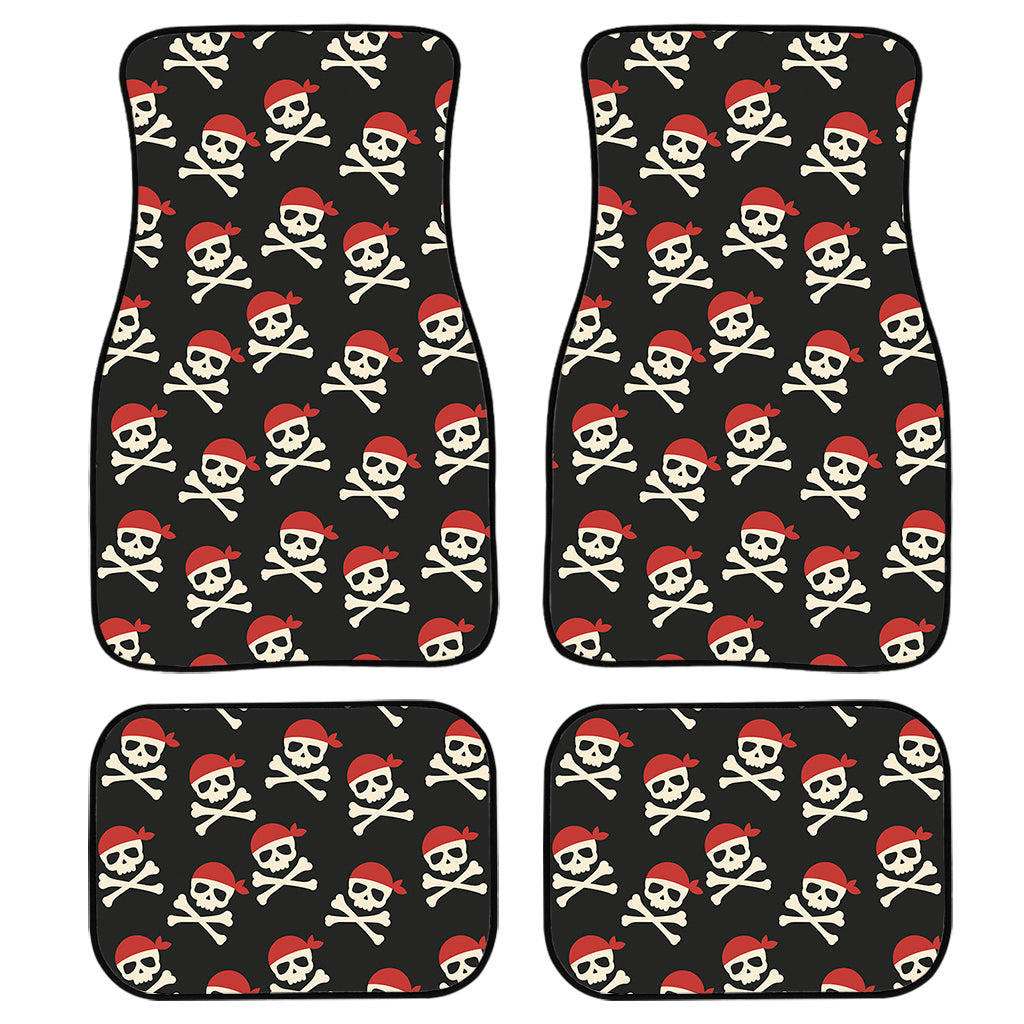 Pirate Skull Crossbones Pattern Print Front and Back Car Floor Mats