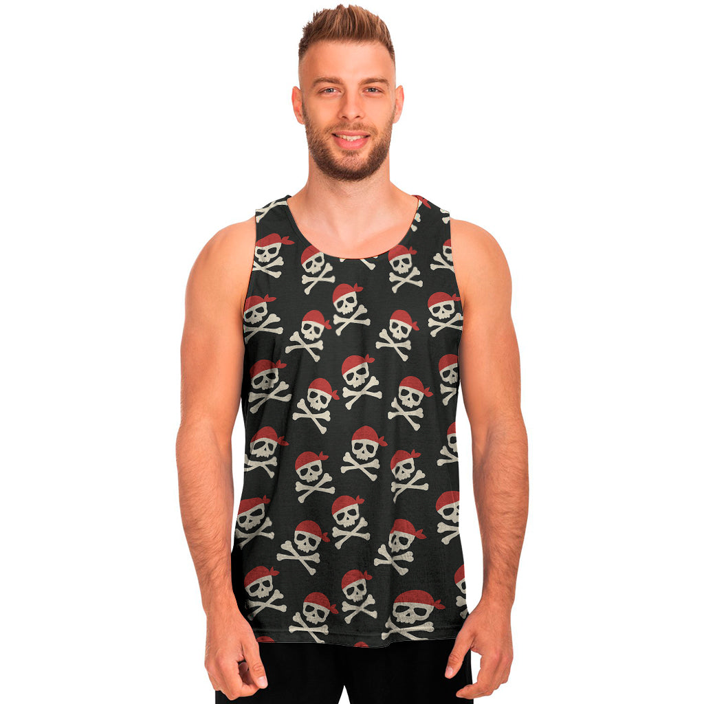 Pirate Skull Crossbones Pattern Print Men's Tank Top