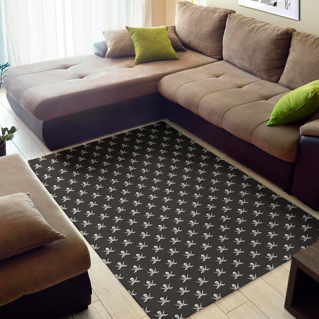 Pirate Skull Symbol Pattern Print Area Rug