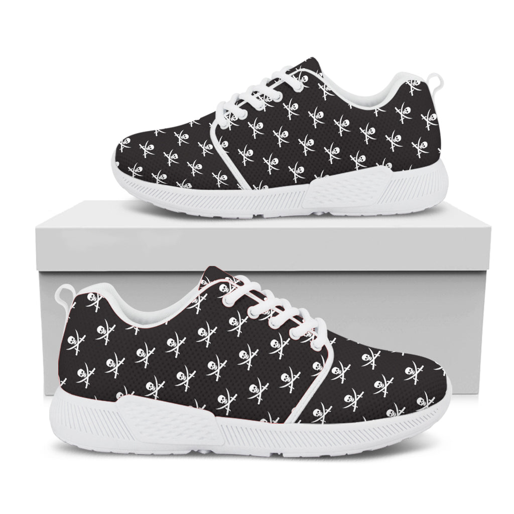 Pirate Skull Symbol Pattern Print White Athletic Shoes