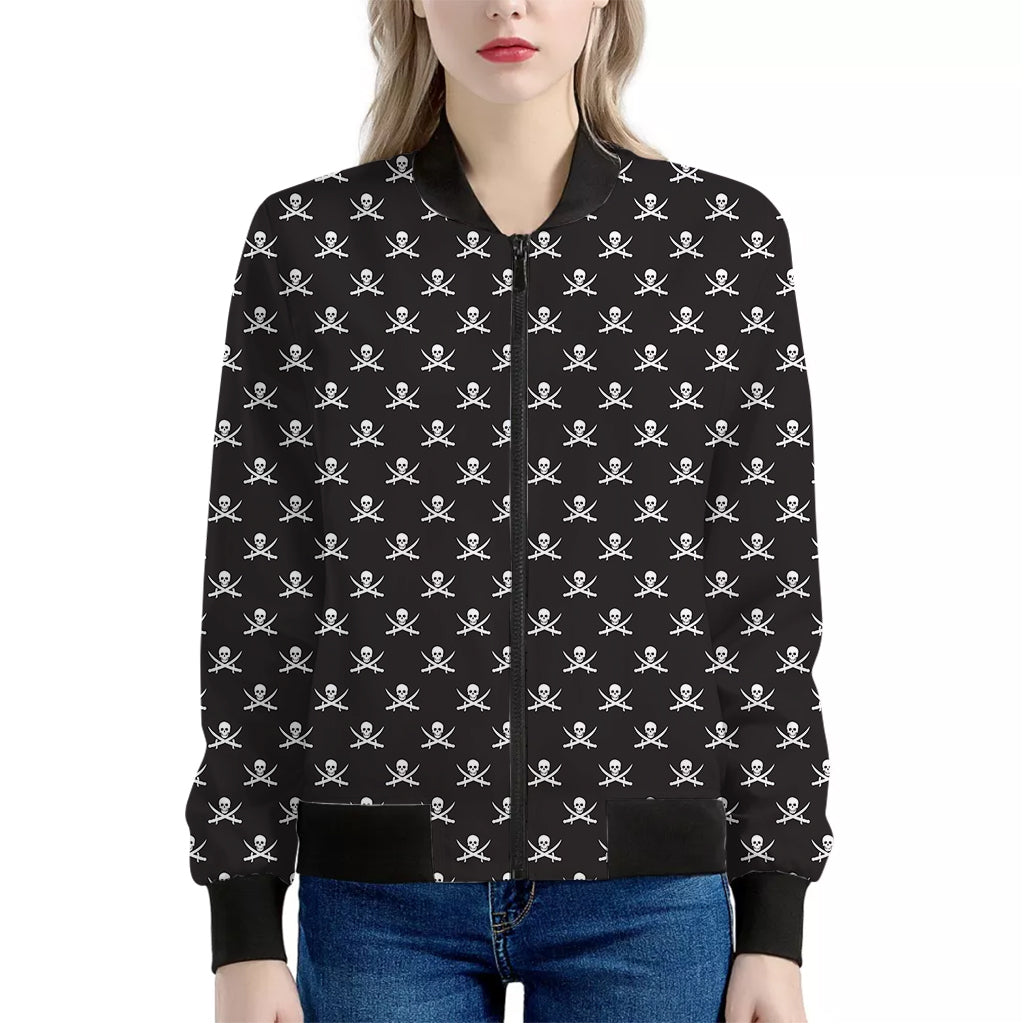 Pirate Skull Symbol Pattern Print Women's Bomber Jacket