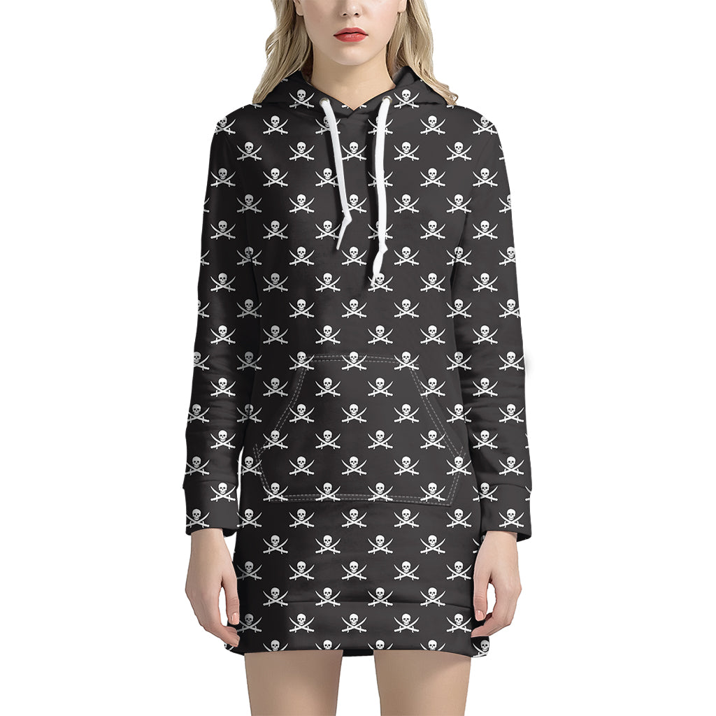 Pirate Skull Symbol Pattern Print Women's Pullover Hoodie Dress