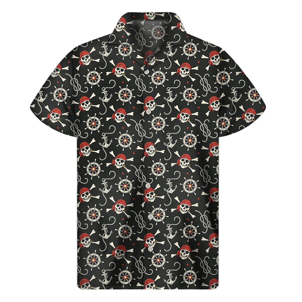 Pirate Theme Pattern Print Men's Short Sleeve Shirt