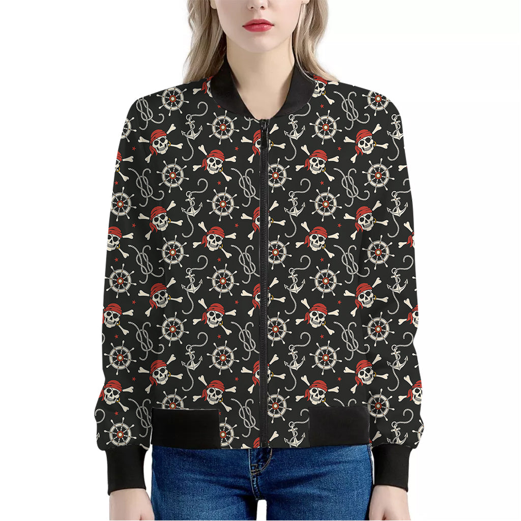 Pirate Theme Pattern Print Women's Bomber Jacket