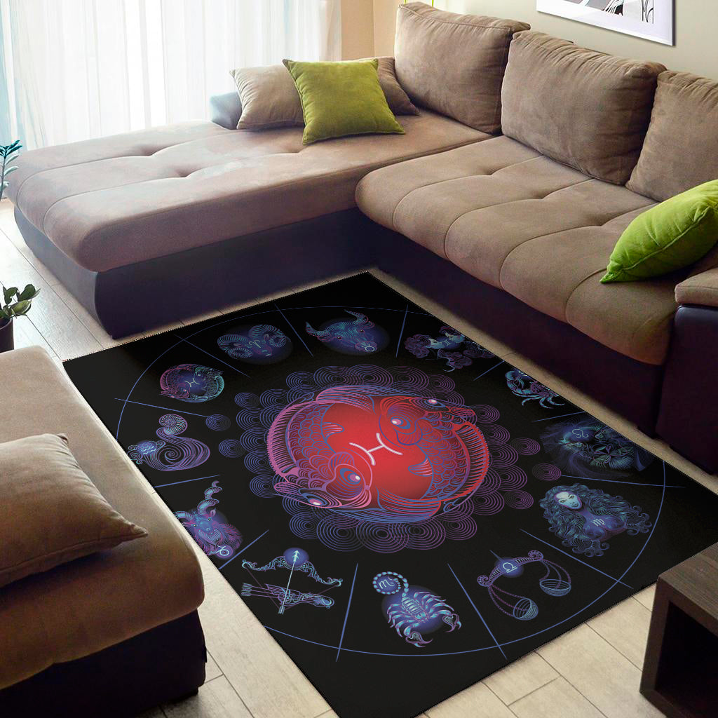 Pisces And Astrological Signs Print Area Rug