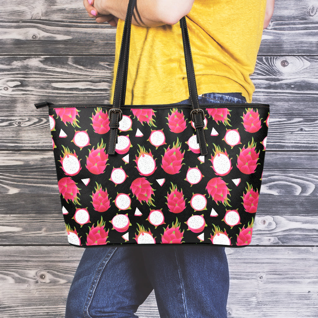 Pitaya Pattern Print Leather Tote Bag