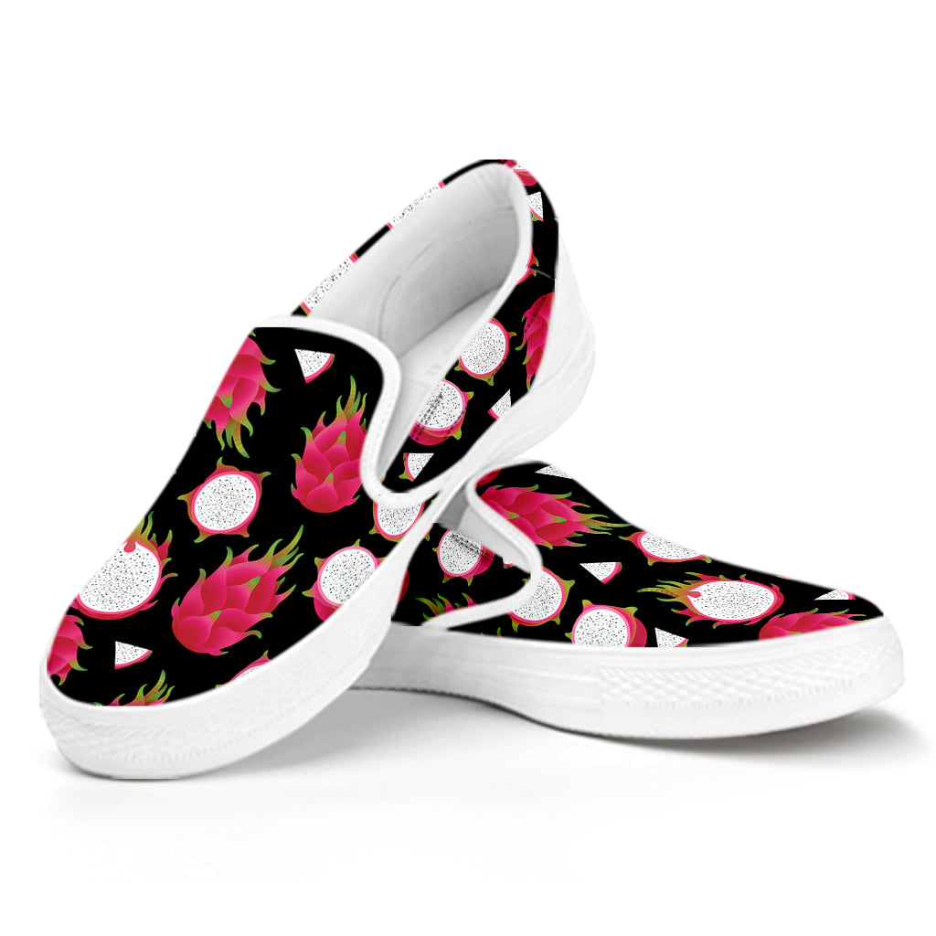 Pitaya Pattern Print White Slip On Shoes