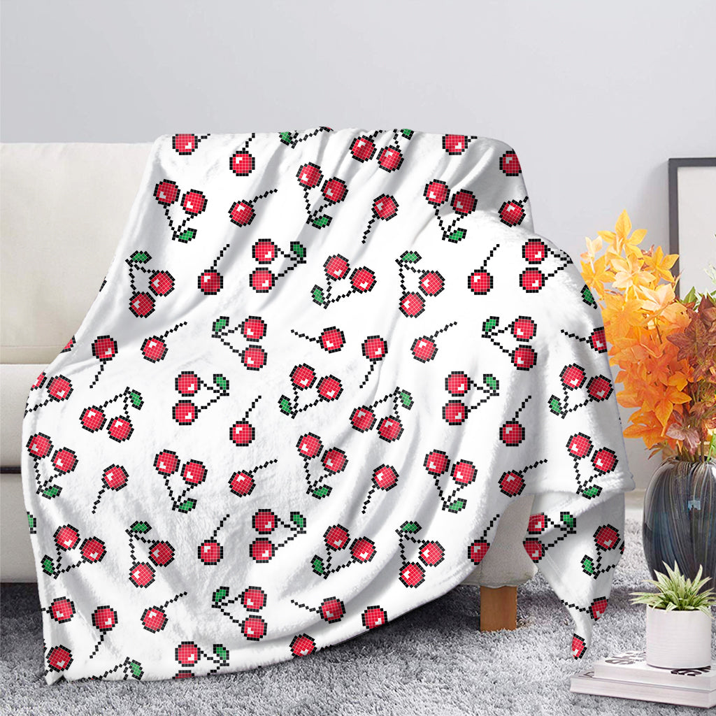 Pixel Cherry Pattern Print Blanket