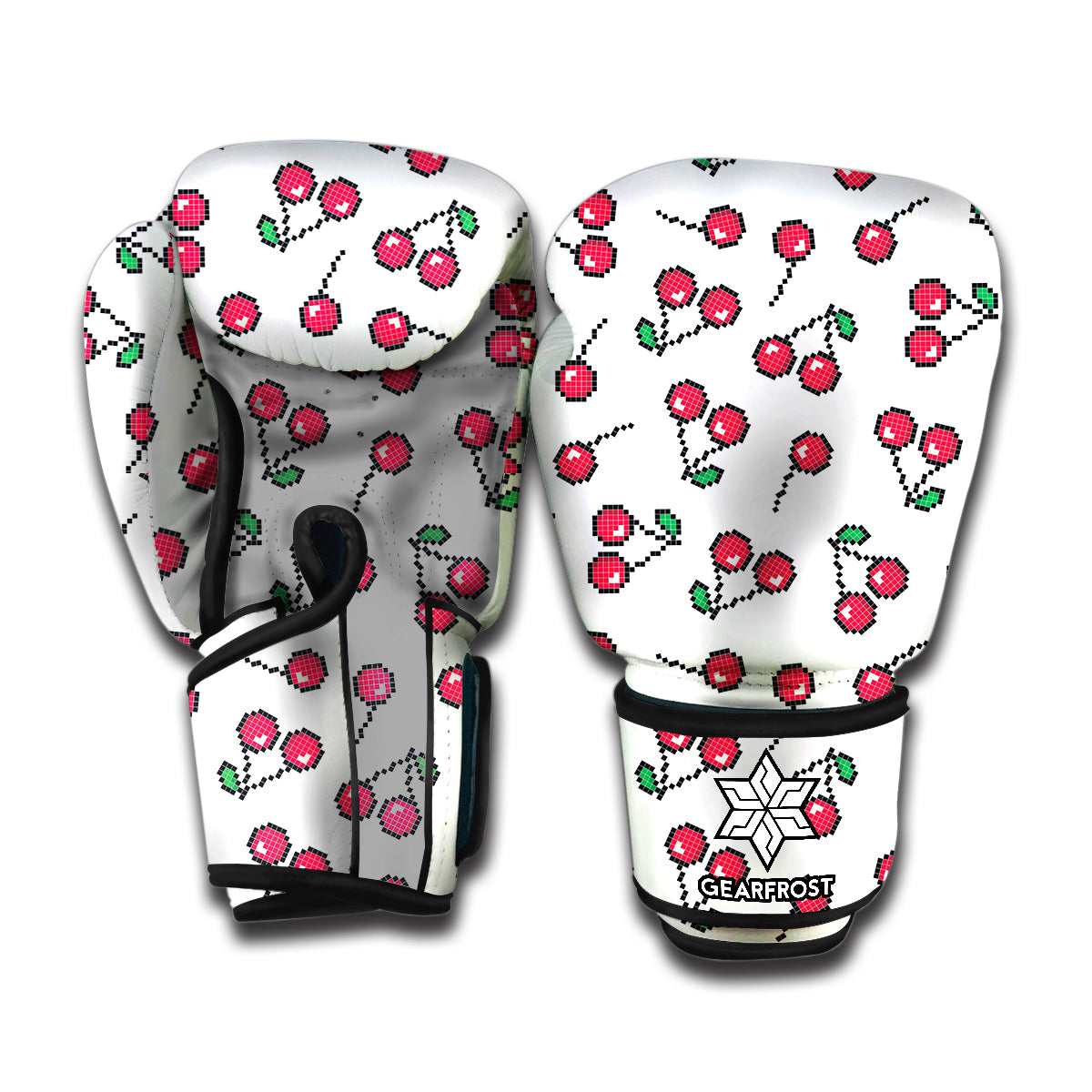 Pixel Cherry Pattern Print Boxing Gloves