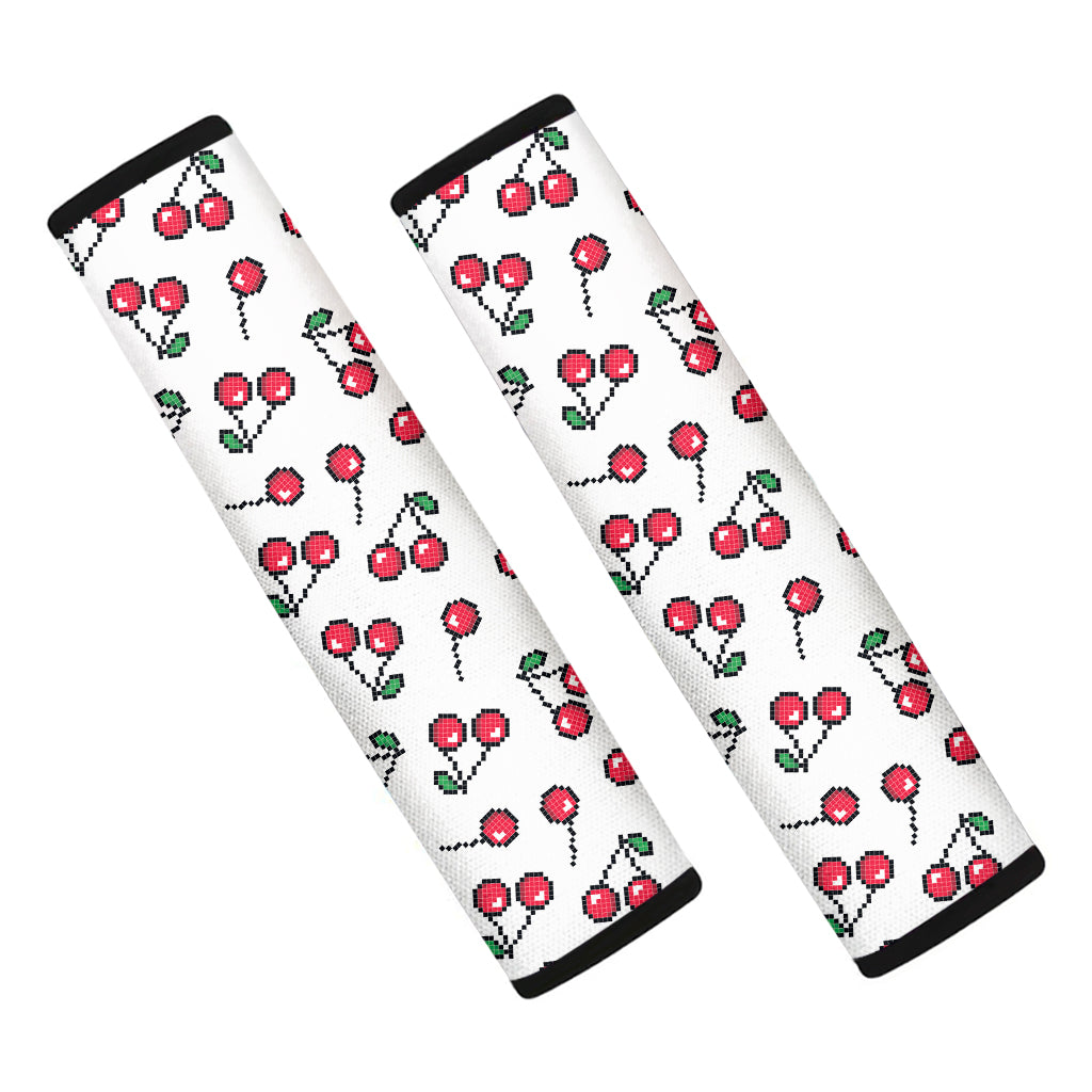 Pixel Cherry Pattern Print Car Seat Belt Covers