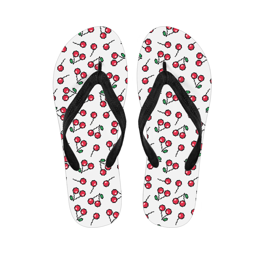 Pixel Cherry Pattern Print Flip Flops