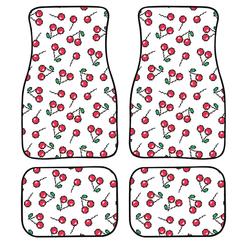 Pixel Cherry Pattern Print Front and Back Car Floor Mats