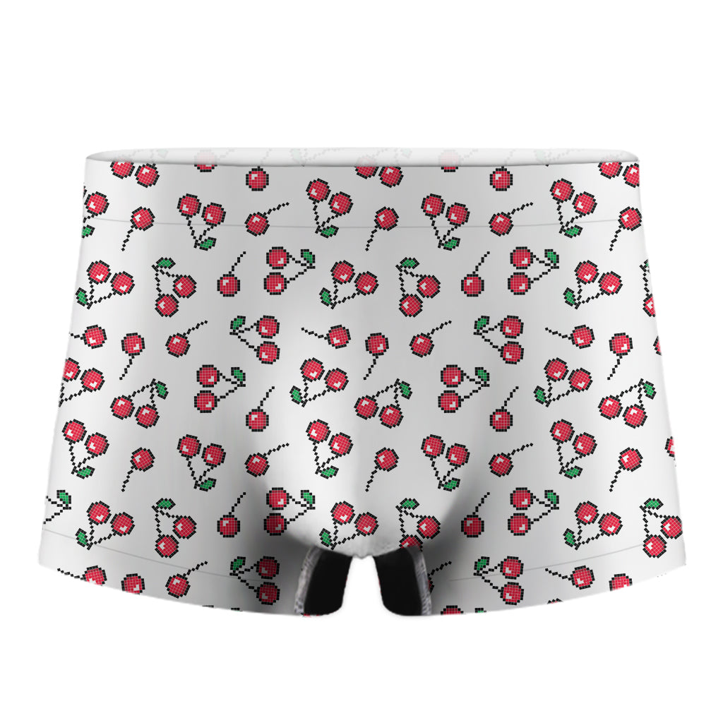 Pixel Cherry Pattern Print Men's Boxer Briefs