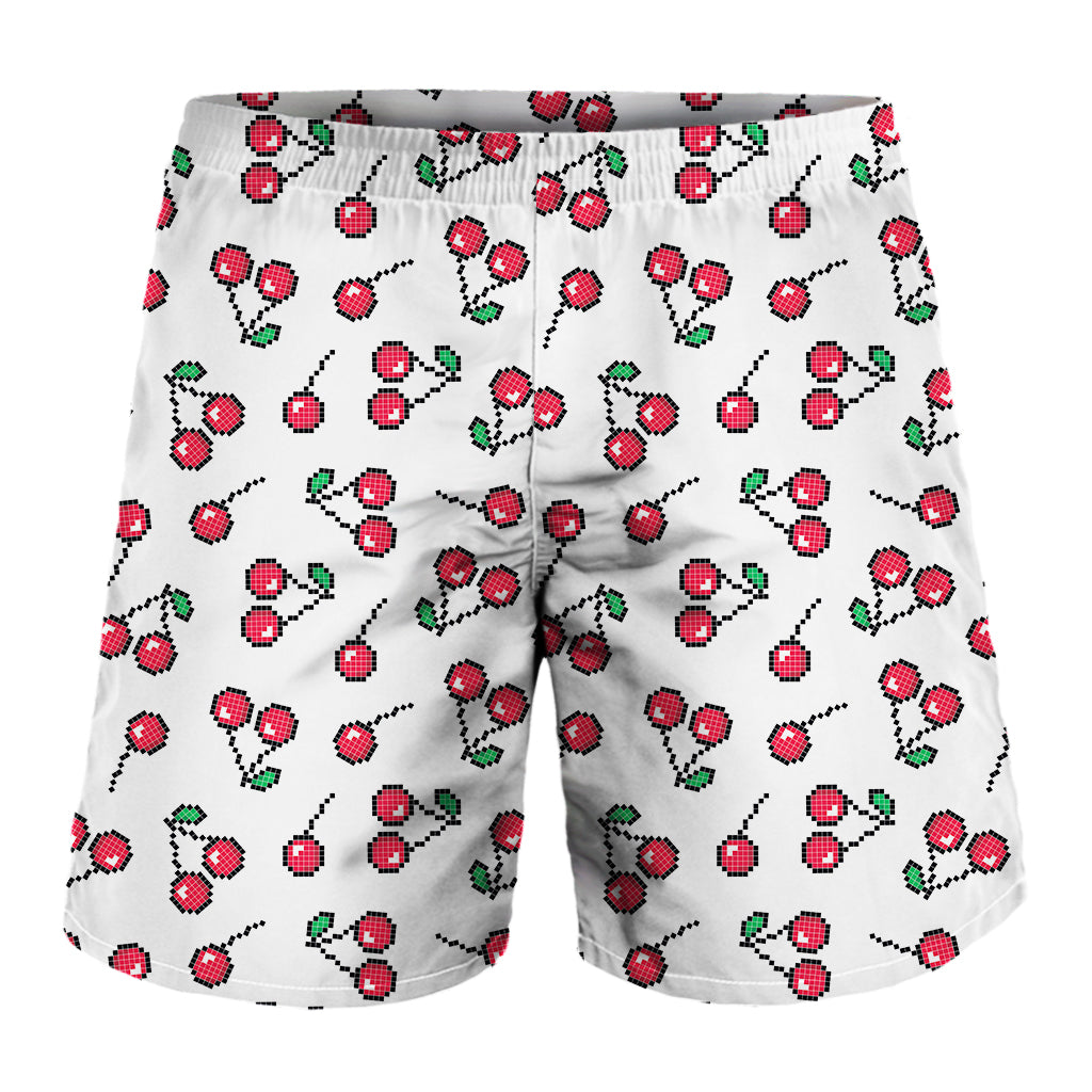 Pixel Cherry Pattern Print Men's Shorts