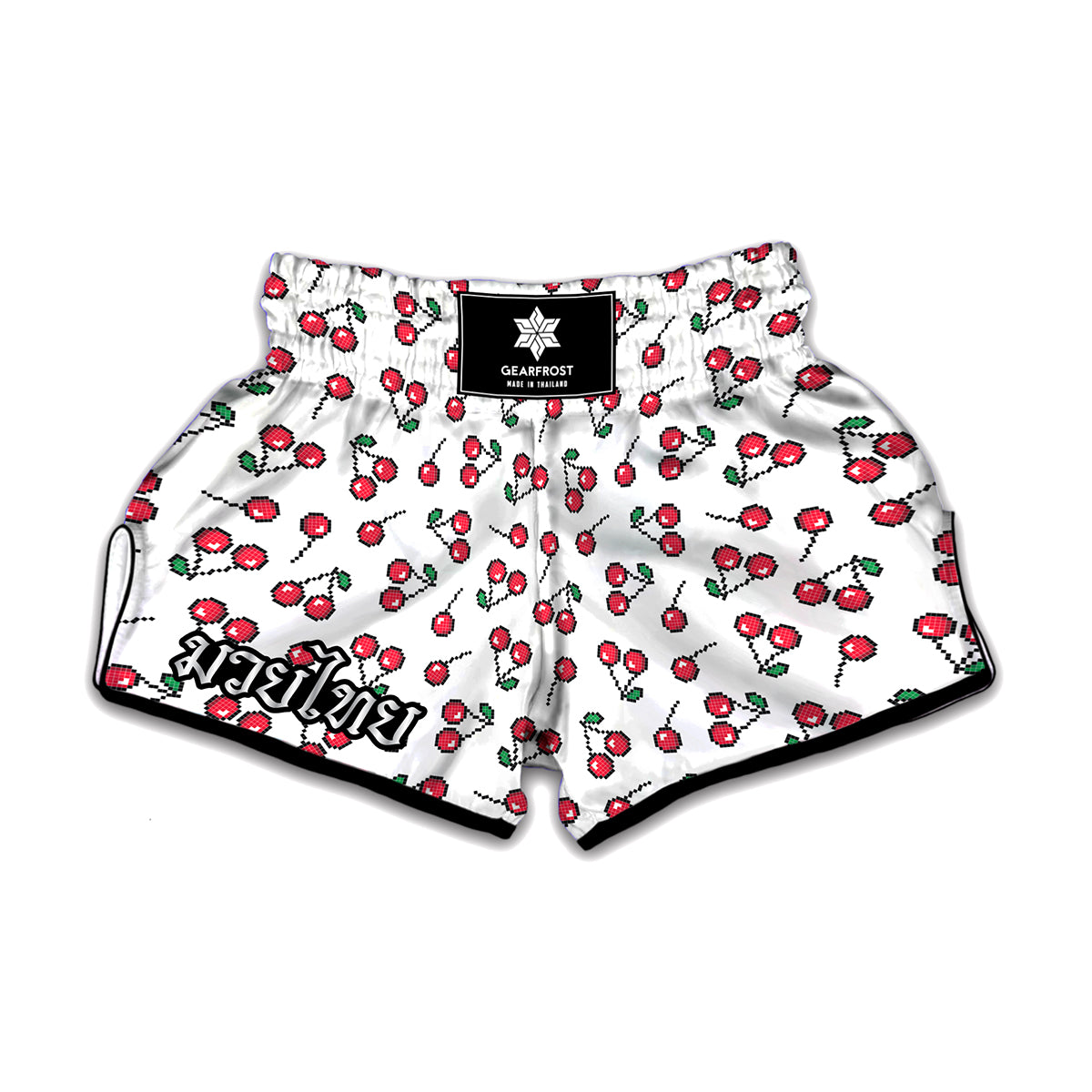 Pixel Cherry Pattern Print Muay Thai Boxing Shorts