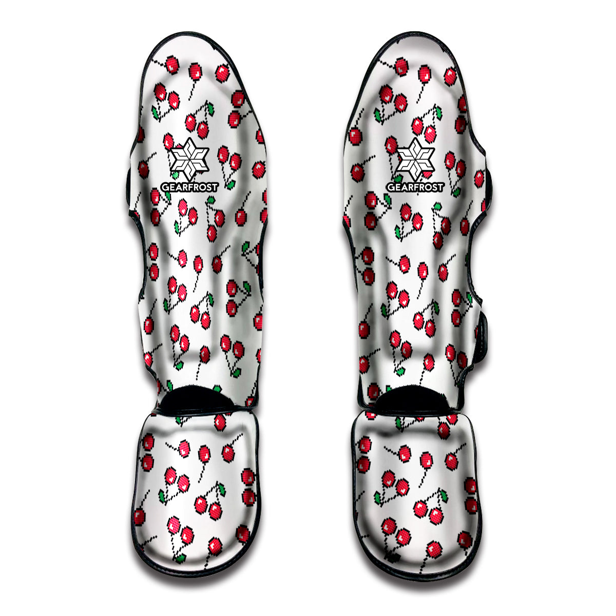 Pixel Cherry Pattern Print Muay Thai Shin Guards