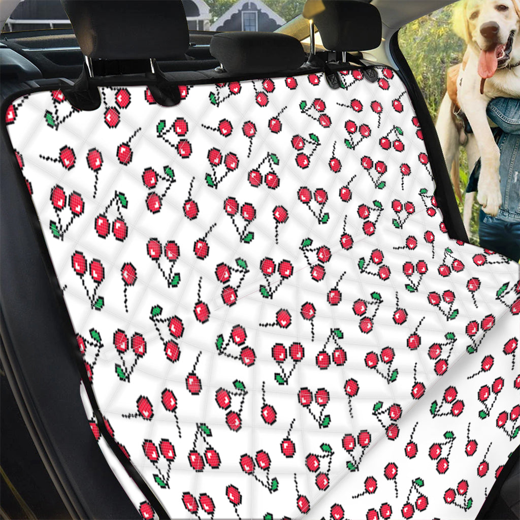 Pixel Cherry Pattern Print Pet Car Back Seat Cover